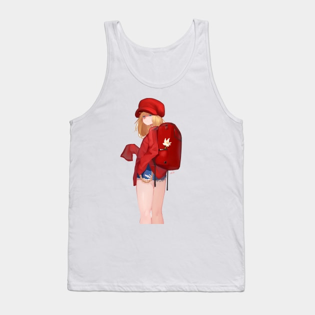 Red Backpack Girl Tank Top by nagare017